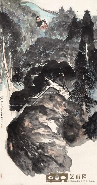 山水 镜片 设色纸本 177×93cm