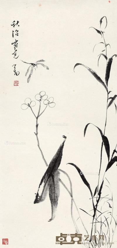 * 花卉草虫 镜片 水墨纸本 61×28cm