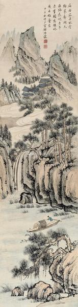  山水 立轴 设色纸本