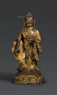  清18世纪 鎏金铜佛立像