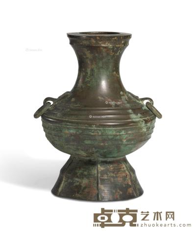  汉 青铜双兽活环耳壶 高36.8cm