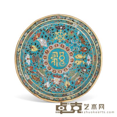  明 掐丝珐琅「福」字八吉祥纹杯托 直径15.7cm