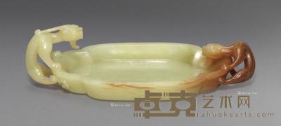 清18世纪 黄玉螭龙洗 长14.3cm