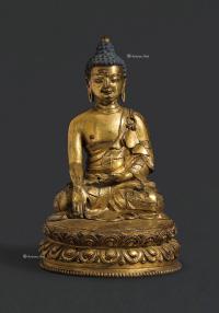  清18世纪 鎏金铜佛坐像