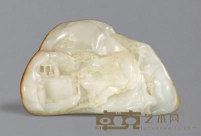  白玉山水人物图山子 宽24.8cm