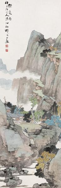  	山水	 立轴