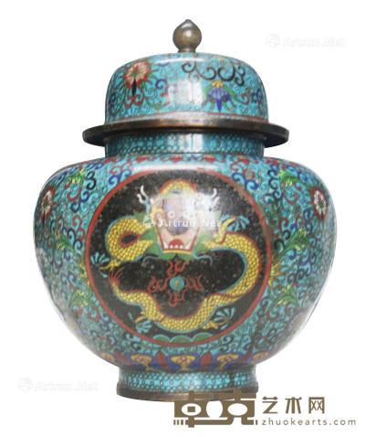  景泰蓝铜盖罐 高32.5cm