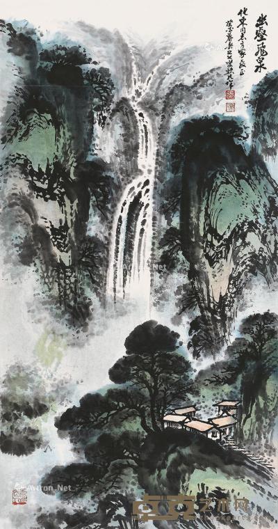  2003年作 幽壑飞泉 设色纸本 立轴 98.5×52cm