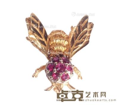  美国14K金古典镶嵌红宝石蜜蜂胸针BGA00180900621 --