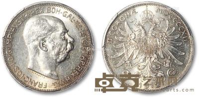 * 1912年奥匈帝国·弗朗茨约瑟夫一世像2Corona银币一枚 --