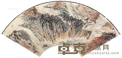  秋山峡江 扇面 设色纸本 19×49cm