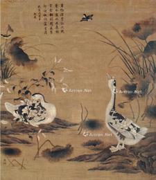  鸭 立轴 绢本