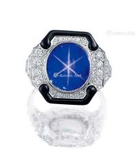  5.89克拉 天然 未经热处理「斯里兰卡」「星光」蓝宝石 配 钻石 戒指