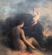  维纳斯与小天使 布面 油画