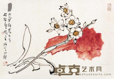 花卉 镜框 设色纸本 37.5×53cm