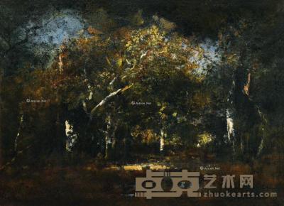  巴比松林间 布面 油画 56.5cm×72.4cm