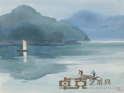  80年代 千岛湖风景 纸本 水彩 34.5×45cm