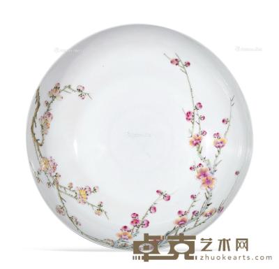  民国 粉彩花卉纹盘 直径17.3cm