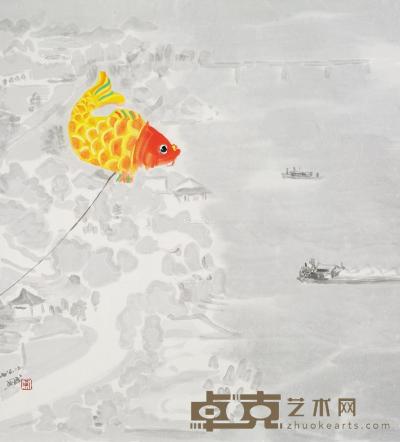  2016年作 平安无事——金鲤 纸本 水墨 48×45cm