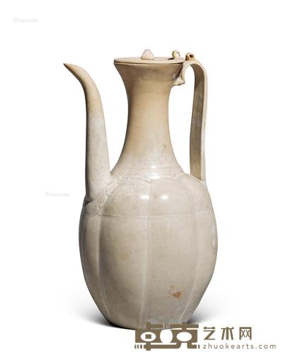 * 元 白釉瓜棱盖壶 高26.8cm