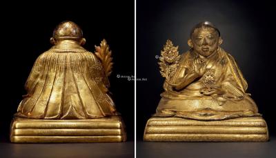 * 19/20世纪初 铜鎏金九世班禅曲吉尼玛像