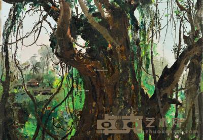  1978年作 西双版纳榕树 布面 油画 65.5×75cm
