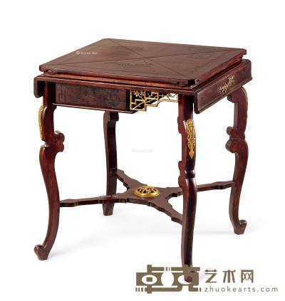  约1890年作 法国十九世纪中国风风格休闲桌/纸牌桌 维多出品 63cm×74cm×59cm
