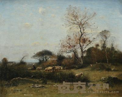  1886年作 牧羊女和羊群 布面 油画 66cm×81cm