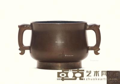  清早期 铜龙耳簋式炉 直径9.5cm