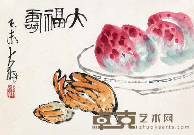 1979年作 大福寿 镜框 设色纸本 37.5×53cm