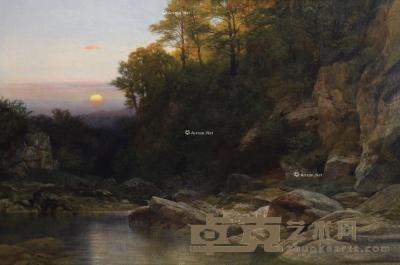 1897年作 湖边岩石 布面 油画 81cm×108.5cm