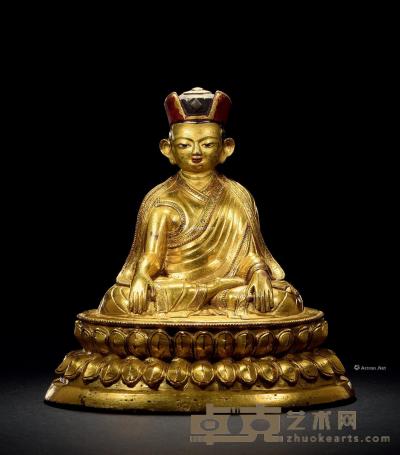 * 15世纪 铜鎏金噶玛巴 高14.5cm