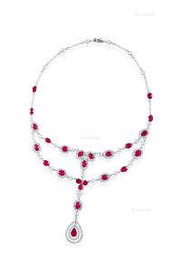  天然「缅甸」红宝石 配 钻石 项链（红宝石共重约26.91克拉）