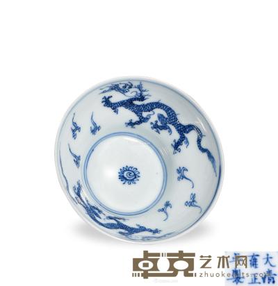 * 清雍正 青花龙纹折腰小碗 直径7.4cm