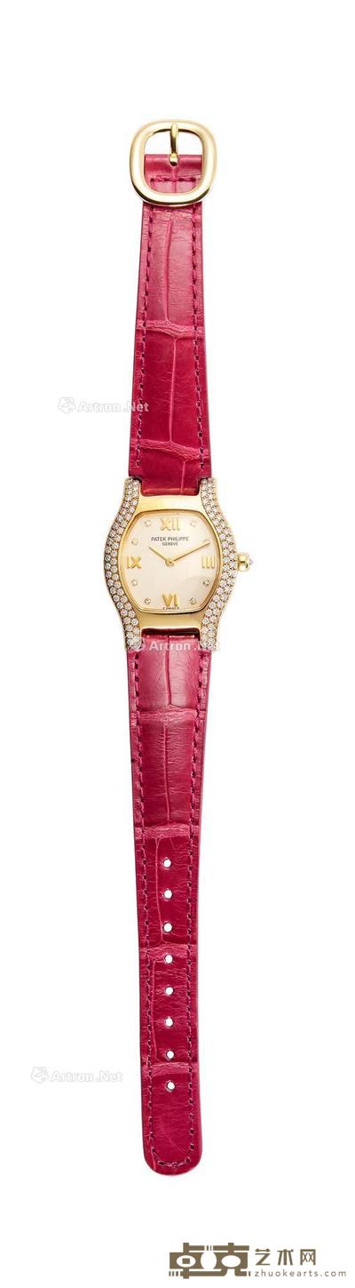  百达翡丽，精细，18K黄金镶钻腕表 --