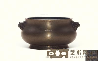  清中期 铜狻猊耳炉 直径8.5cm