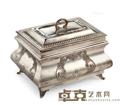  美国十九世纪铜鎏银茶叶罐 17cm×12cm×13cm