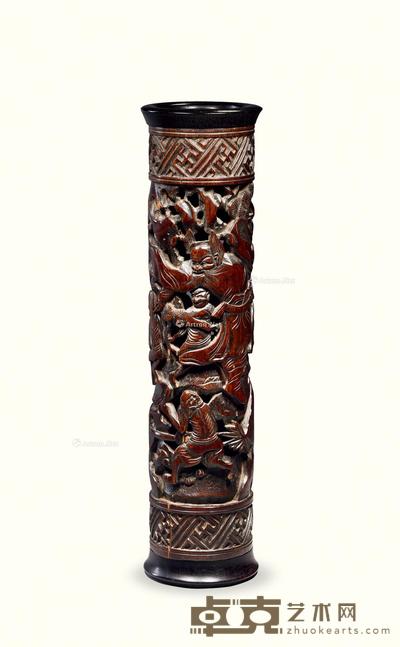 * 清中期 竹雕钟馗香筒 高18cm