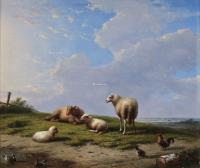  羊和小鸭 木板 油画