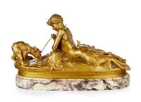  约1875年作 法国十九世纪青铜雕塑 戏弄“TEASING” E.F REMIET 作品