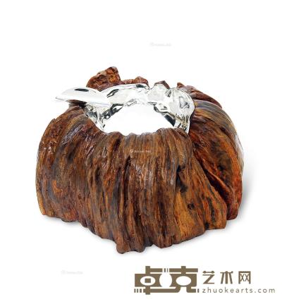 配银樟木饰烟缸 15×15×9cm；重量700g
