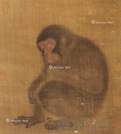  猴 立轴 绢本 33×30cm