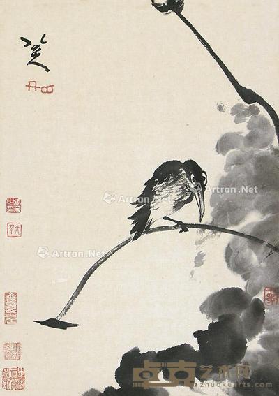  花鸟 立轴 水墨纸本 36×26cm