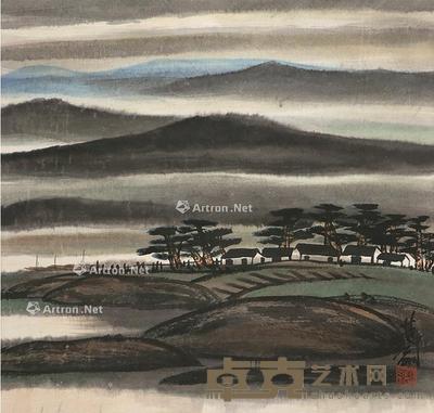  风景 立轴 设色纸本 43×46cm