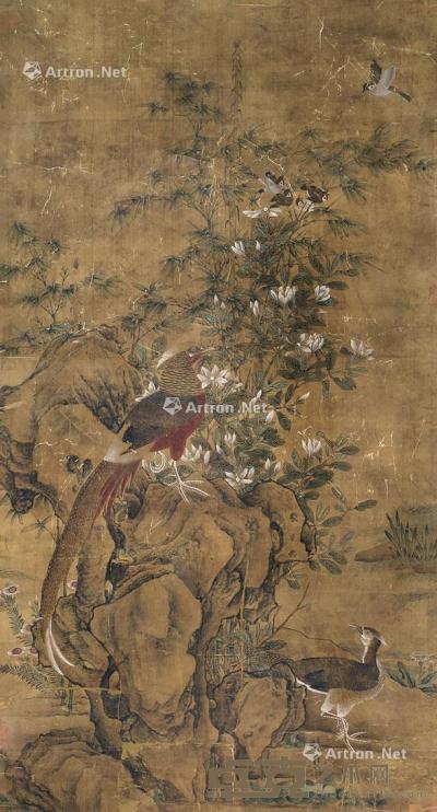  花鸟 立轴 绢本 144×78cm