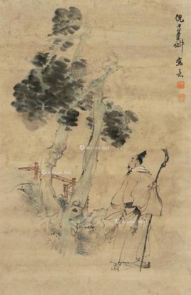  人物 立轴 设色纸本