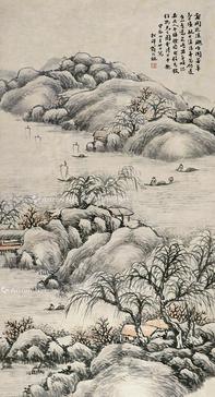  山水 立轴 设色纸本