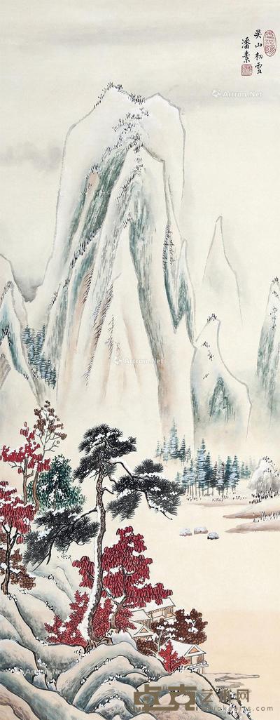  吴山初雪 立轴 设色纸本 86×34cm 