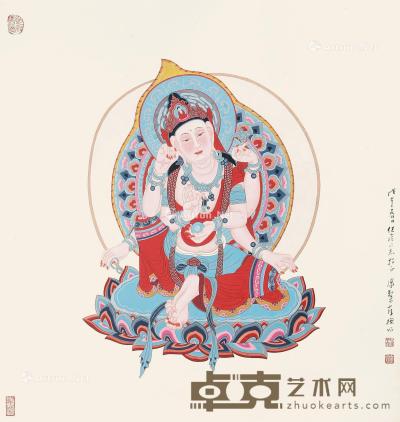  1978年作 重彩菩萨像 镜心 设色纸本 69.5×65cm 