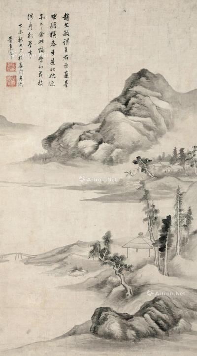  1607年作 仿赵文敏笔意 立轴 设色纸本